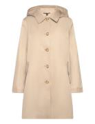 Hooded Cotton-Blend Balmacaan Coat Tynd Frakke Beige Lauren Ralph Laur...