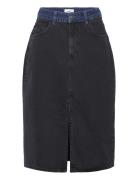 Objbeate Hw Denim Skirt E Aw Fair 23 Knælang Nederdel Black Object