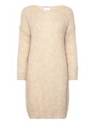 Kala Knit Dress Knælang Kjole Beige Noella