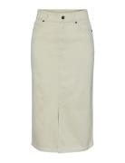 Yasdomana Hw Midi Denim Skirt S. Knælang Nederdel Cream YAS