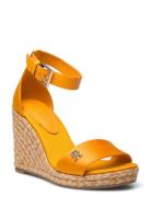 Colorful High Wedge Satin Sandal Sko Med Kilehæl Orange Tommy Hilfiger