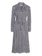 Fluid Stripe Ls Midi Shirt Dress Knælang Kjole Blue Tommy Hilfiger