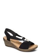 624H6-00 Espadrillos Med Hæl Sandal Black Rieker