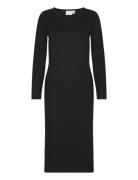 Viarmer L/S Long Dress Knælang Kjole Black Vila