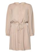 Vipricil O-Neck 7/8 Dress- Noos Kort Kjole Beige Vila