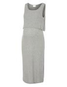 Mlbrynja June S/L Jrs Midi Dress 2F Knælang Kjole Grey Mamalicious