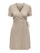 Onladdiction-Caro S/S Linen Dress Cc Pnt Kort Kjole Beige ONLY