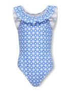 Kmgmaja Frill Swimsuit Acc Badedragt Badetøj Blue Kids Only