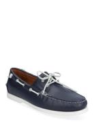 Tumbled Leather-Merton Boat-Cs-Bts Sejlersko Sko Navy Polo Ralph Laure...