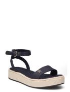 Linen Flatform Shoes Summer Shoes Platform Sandals Navy Tommy Hilfiger