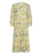 Oliviall Midi Dress 3/4 Knælang Kjole Yellow Lollys Laundry