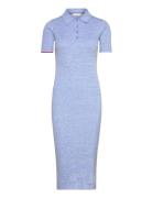 Marle Rib Polo Ss Midi Dress Knælang Kjole Blue Tommy Hilfiger