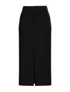 Vivar Hw Long Skirt - Noos Knælang Nederdel Black Vila