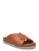 Sl Vivian Pu Leather Cognac Flade Sandaler Brown Scholl