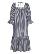 Striped Midi Dress Knælang Kjole Blue Stella Nova