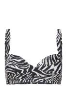 Zebra Medea Top Swimwear Bikinis Bikini Tops Bandeau Bikinitops Black ...