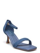 Leah Ankle Strap Sandal Med Hæl Blue Shoe The Bear