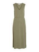 Vimodala V-Neck S/L Midi Dress - Noos Knælang Kjole Green Vila