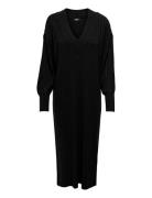 Onlnew Tessa L/S Midi V Dress Knt Noos Knælang Kjole Black ONLY