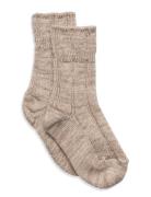 Cotton Rib Tights Sokker Strømper Beige Mp Denmark