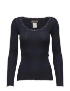 Rwbabette Ls U-Neck Lace Top Tops T-shirts & Tops Long-sleeved Navy Ro...