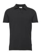 Stretch Polo Shirt S/S Tops Polos Short-sleeved Black Lindbergh