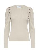 Slfisla Ls Knit O-Neck B Noos Tops Knitwear Jumpers Cream Selected Fem...