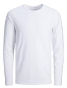 Jjebasic O-Neck Tee L/S Noos Tops T-Langærmet Skjorte White Jack & J S