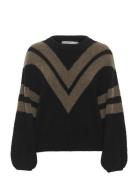 Alphagz Ls Striped Pullover Tops Knitwear Jumpers Black Gestuz