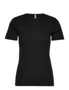 Top Merino Wool Ss Tops T-shirts & Tops Short-sleeved Black Lindex