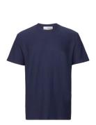 Slhrelax-Plisse Tee Ex Tops T-Kortærmet Skjorte Navy Selected Homme