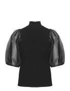 Mistgz Turtleneck Tops Blouses Short-sleeved Black Gestuz