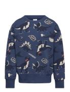 Sweater Dino Aop Tops Sweatshirts & Hoodies Sweatshirts Blue Lindex