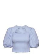 Romeors Blouse Tops Blouses Short-sleeved Blue Résumé