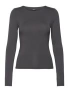 Crew Neck Top Tops T-shirts & Tops Long-sleeved Grey Gina Tricot