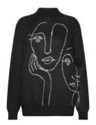 Onlviso Ls Jaquard High Neck Knt Tops Knitwear Jumpers Black ONLY