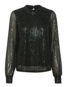 Kabolette Sequin Blouse Tops Blouses Long-sleeved Green Kaffe