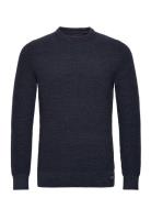 Textured Crew Knit Jumper Tops Knitwear Round Necks Navy Superdry