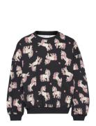 Sweatshirt Aop Unicorn Tops Sweatshirts & Hoodies Sweatshirts Black Li...