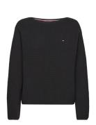 Co Cardi Stitch Open-Nk Swt Tops Knitwear Jumpers Black Tommy Hilfiger