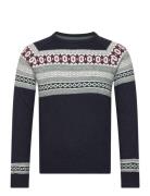 Heritage Jaqcuard Raglan Sweat Tops Knitwear Round Necks Navy Lindberg...