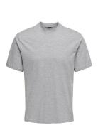 Onsotis Reg Mock Neck Tee Vd Tops T-Kortærmet Skjorte Grey ONLY & SONS