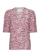 D6Doja Puff Sleeve Top Tops Blouses Short-sleeved Pink Dante6