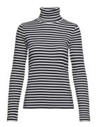 Slim Striped Rib Turtleneck Tops Knitwear Turtleneck Blue GANT