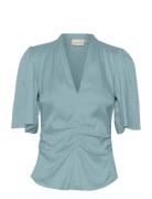 Brinagz Ss Blouse Tops Blouses Short-sleeved Blue Gestuz