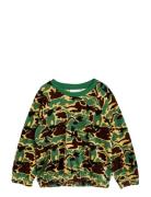 Camo Aop Velour Sweatshirt Tops Sweatshirts & Hoodies Sweatshirts Gree...