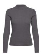 Perkins-Neck Ribbed T-Shirt Tops T-shirts & Tops Long-sleeved Grey Man...