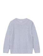 Reverse Knit Sweater Tops Knitwear Pullovers Blue Mango