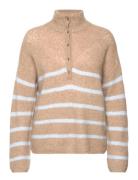 Mmbryna Thora Stripe Knit Tops Knitwear Turtleneck Beige MOS MOSH