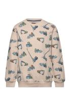 Sweatshirt Ls Aop Tops Sweatshirts & Hoodies Sweatshirts Beige Minymo